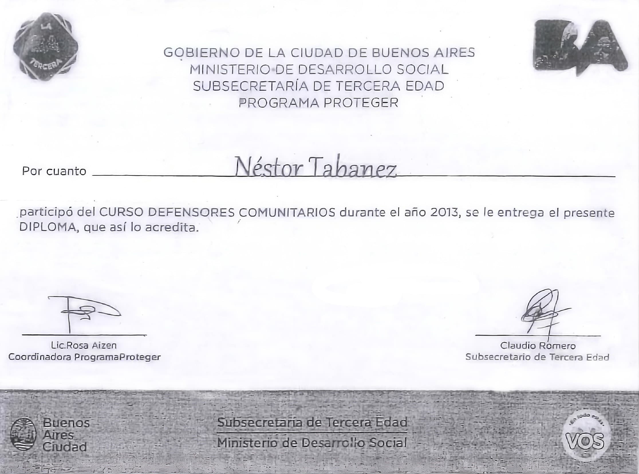 Nestor Tabanez - Defensor Comunitario